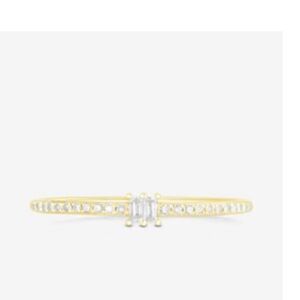 Ring Concierge Baguette + Pave Diamond 14K Yellow Gold Ring Size 7